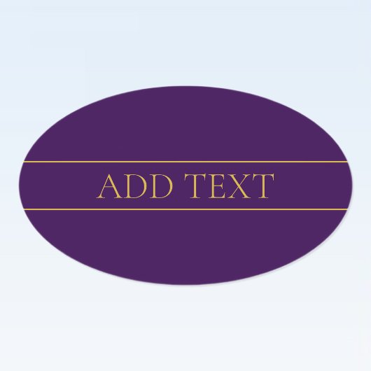 Elegante Aanpasbare Tekst | Goud & Diep Paars Ovale Sticker