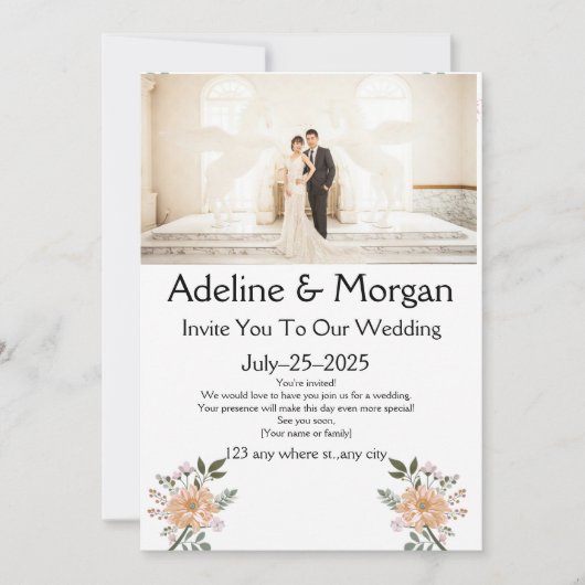 Elegante aanpasbare trouwkaart uitnodigingen (Voorkant)