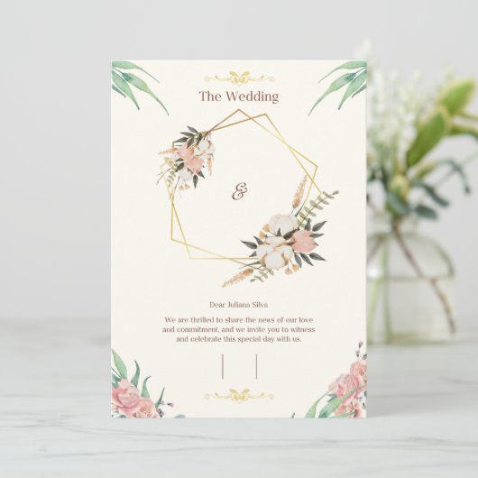 Elegante aanpasbare trouwuitnodiging sjabloon (Staand voorkant)