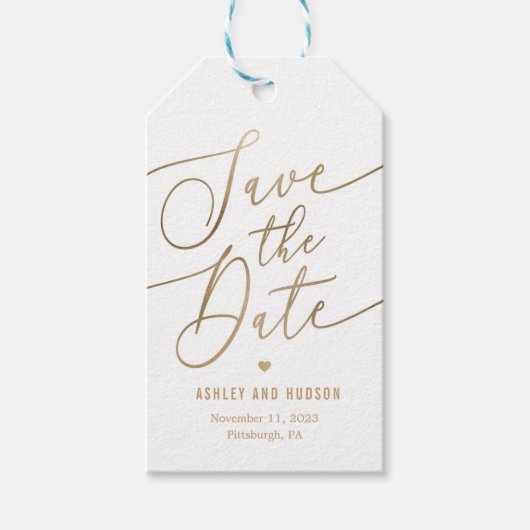 Elegante aanraking bewerkbare kleur sparen het dat cadeaulabel (Voorkant)