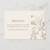 Elegante aardachtige bloemencrème bruiloft details informatiekaartje (Voorkant)