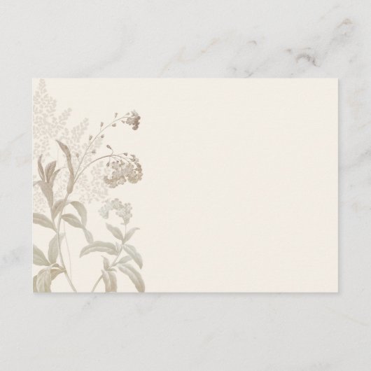 Elegante aardachtige bloemencrème bruiloft details informatiekaartje (Achterkant)