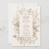 Elegante aardachtige bloemencrème chique bruiloft kaart (Voorkant)