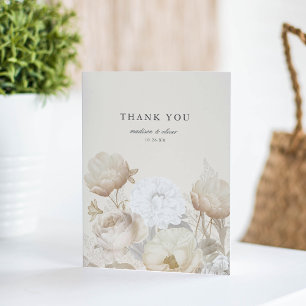Elegante aardachtige bloemencrème neutrale chique  bedankkaart