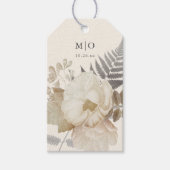 Elegante aardachtige bloemige chique crème bruilof cadeaulabel (Voorkant)