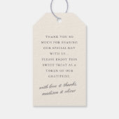 Elegante aardachtige bloemige chique crème bruilof cadeaulabel (Achterkant)