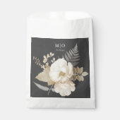 Elegante aardachtige bloemige chique donkergrijze bedankzakje (Voorkant)