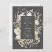 Elegante aardachtige bloemige chique donkergrijze kaart (Voorkant)