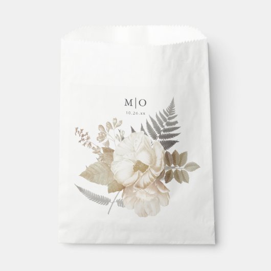 Elegante aardachtige bloemige chique witte bruilof bedankzakje (Voorkant)