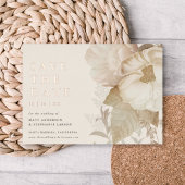 Elegante aardachtige bloemige non-foto bewaar de d folie uitnodiging