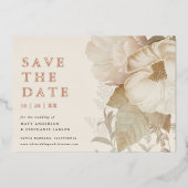 Elegante aardachtige bloemige non-foto bewaar de d folie uitnodiging (Voorkant)