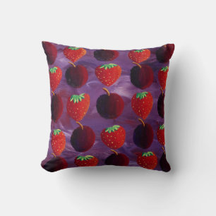 Elegante aardbeien en pruimen patroon kussen