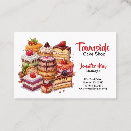 Elegante aardbeien Sinaasappel Black Berry Cake Ba Visitekaartje (Voorkant)