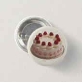 Elegante aardbeiencake ronde button 3,2 cm (Voorkant /achterkant)