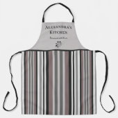 Elegante aardetinten bruine strepen aangepaste keu schort (Voorkant)