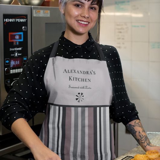 Elegante aardetinten bruine strepen aangepaste keu schort