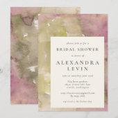 Elegante Aardse Abstracte Waterverf Bruidsborrel Kaart (Voorkant / Achterkant)