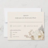 Elegante aardse bloemige crèmekleurige RSVP-antwoo Kaart (Voorkant)