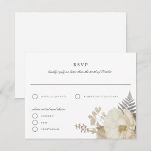 Elegante aardse bloemige trouw-RSVP-antwoordkaart Kaart