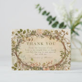 Elegante Aardse Boho Bloemboog Bruiloft Bedankkaart (Staand voorkant)