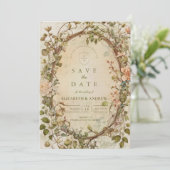 Elegante Aardse Boho Bloemboog Bruiloft Save The Date (Staand voorkant)