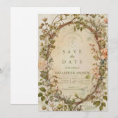 Elegante Aardse Boho Bloemboog Bruiloft Save The Date (Voorkant / Achterkant)