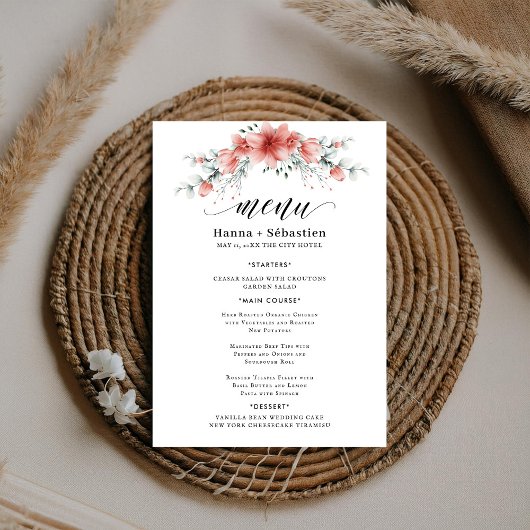 Elegante Aardse Groene Aquarel Trouwmenu Menu