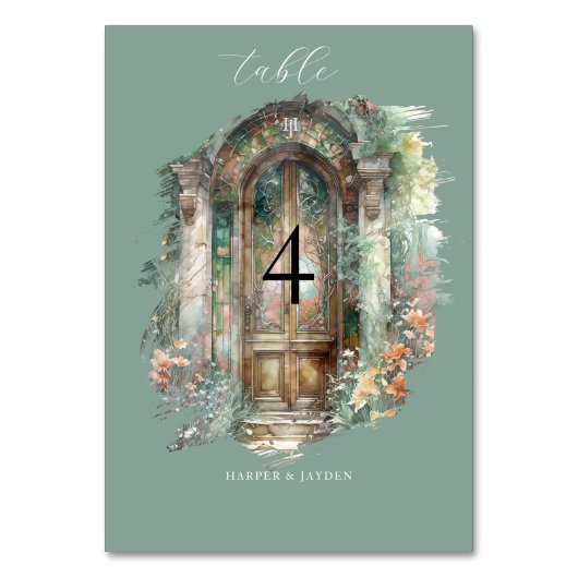 Elegante aardse, groene, blush Waterverf bruiloft Kaart (Achterkant)