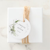 Elegante aardse groene personaliseerde namen datum bedankjes labels (In situ)