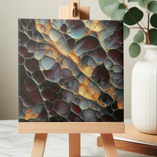 Elegante aardse kastanjebruine en amberkleurige Ab Tegeltje