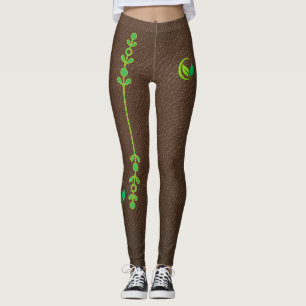 Elegante Aardse Leer Textuur Leggings