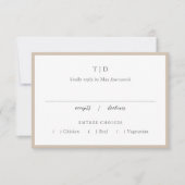 Elegante aardse neutrale monogram moderne bruiloft RSVP kaartje (Voorkant)