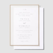 Elegante aardse neutrale monogram moderne bruiloft vellum uitnodigingen (Offset)