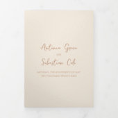 Elegante aardse neutrale QR-code moderne trouw Drieluik Uitnodiging (Cover)