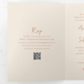 Elegante aardse neutrale QR-code moderne trouw Drieluik Uitnodiging (Binnenzijde eerst)