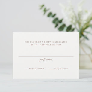Elegante aardse neutrale script monogram bruiloft RSVP kaartje