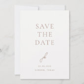 Elegante aardse neutrale script monogram trouw save the date (Voorkant)