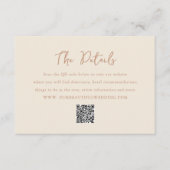 Elegante aardse neutralen QR-code moderne bruiloft Informatiekaartje (Voorkant)
