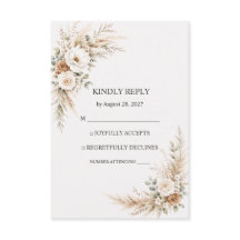 Elegante aardse Pampas botanische trouw-RSVP kaart