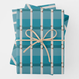 Elegante aardse tinten blauw grijs bruin geometris inpakpapier vel