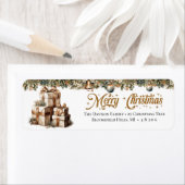 Elegante aardse tinten groen goud kerstcadeau etiket (Insitu)