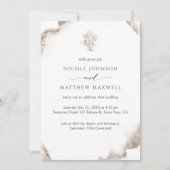 Elegante aardse tinten Waterverf, bloemenbruiloft Kaart (Voorkant)