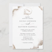 Elegante aardse tinten Waterverf, monogram bruilof Kaart (Voorkant)