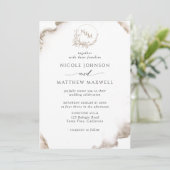 Elegante aardse tinten Waterverf, monogram bruilof Kaart (Staand voorkant)