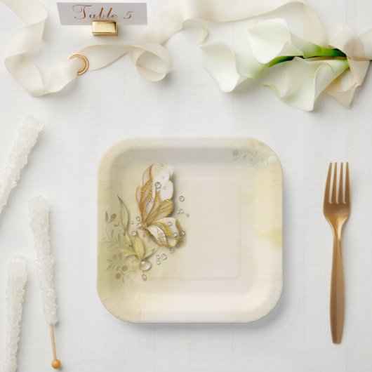 Elegante aardse vlinderpapier borden papieren bordje