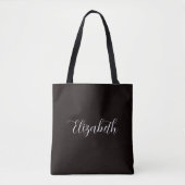 Elegante Abigail Script Persoonlijke Naam Donkergr Tote Bag (Voorkant)