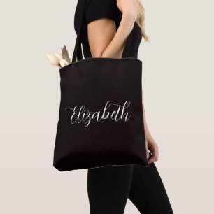 Elegante Abigail Script Persoonlijke Naam Donkergr Tote Bag