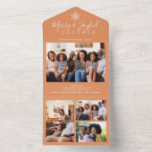 Elegante abrikoos minimale fotocollage vakantie all in one uitnodiging (Binnen)