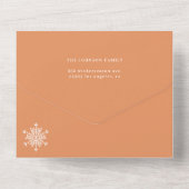 Elegante abrikoos minimale fotocollage vakantie all in one uitnodiging (Achterkant)