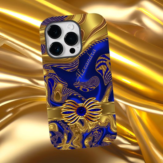 Elegante abstract blauwe gouden boog trim Case-Mate iPhone case